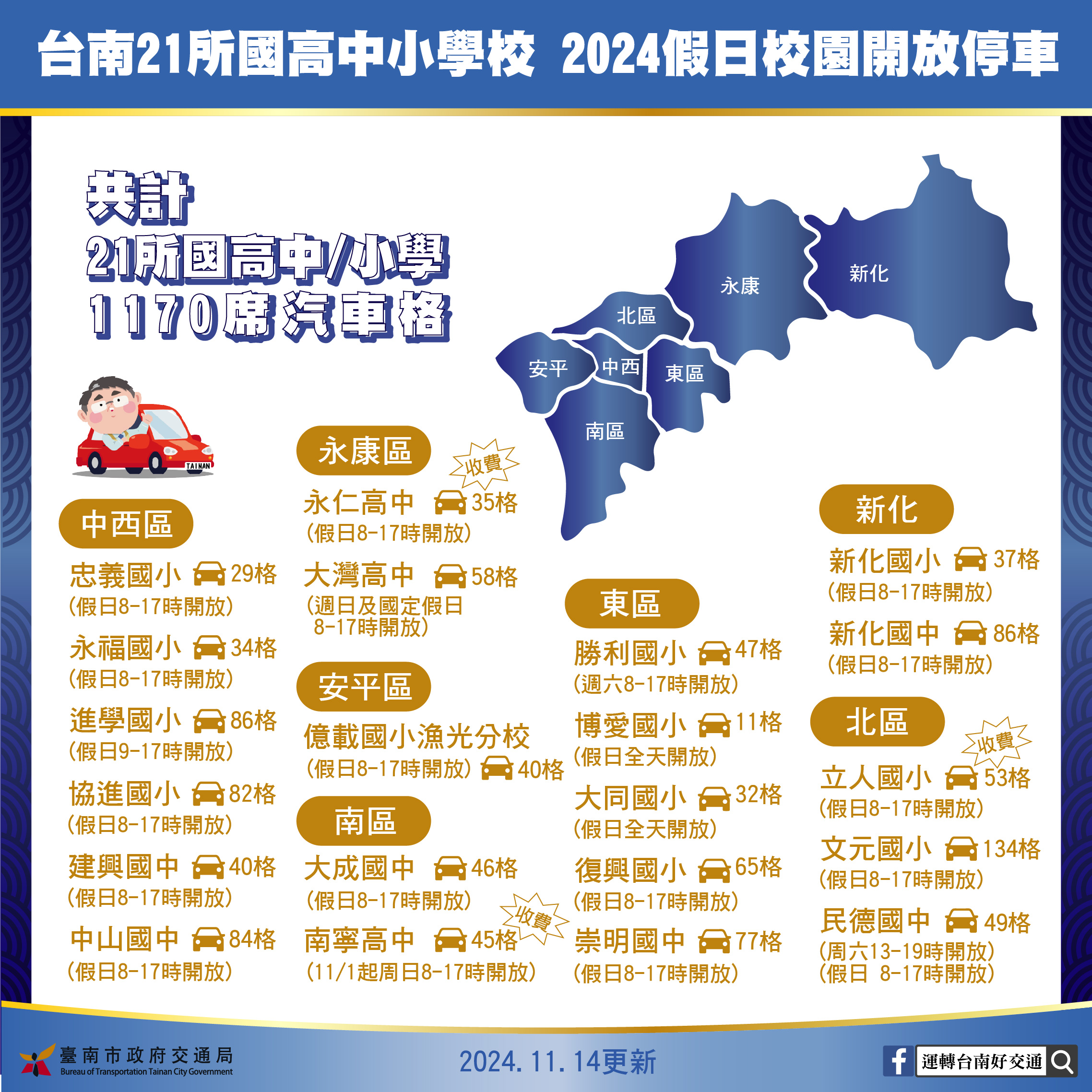假日校園開放停車 停車好便利